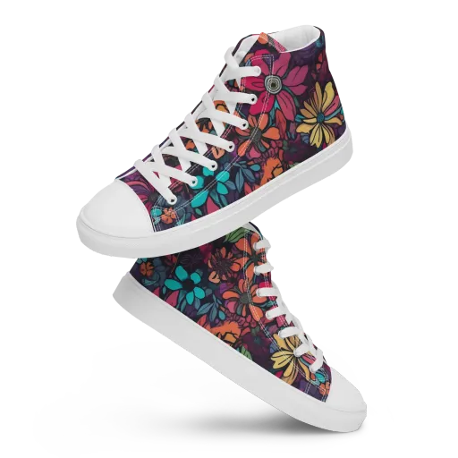 Neon Herbarium on a Women's High Top Canvas Shoes