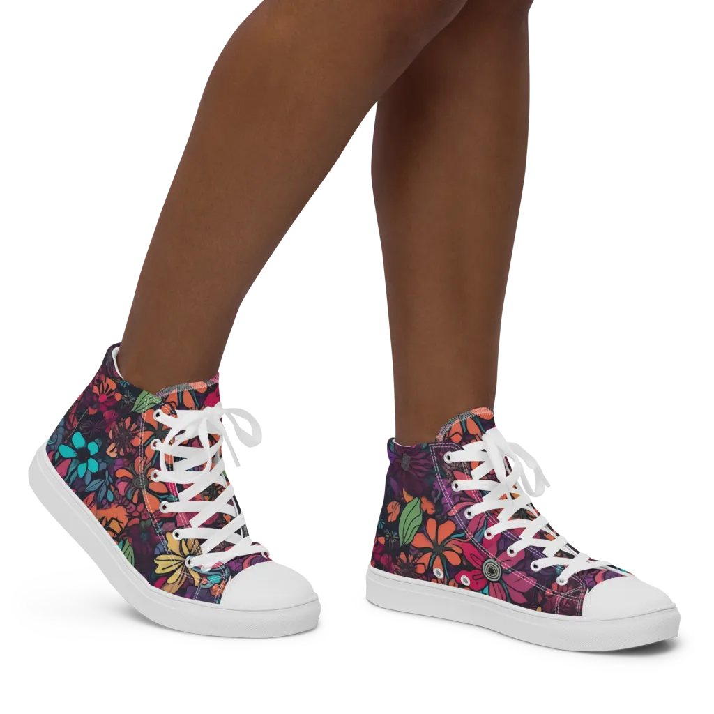 Neon Herbarium on Women's High Top Canvas Shoes — Right