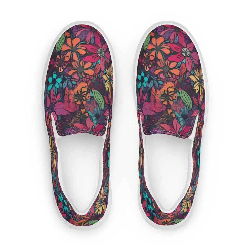 Neon Herbarium on Men's Slip-On Canvas Shoes — Front