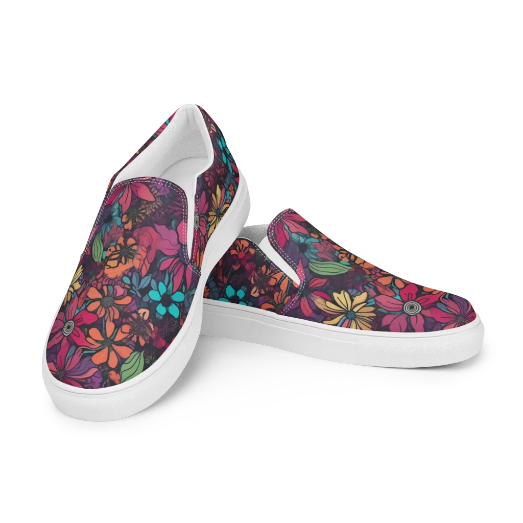 Neon Herbarium on Men's Slip-On Canvas Shoes — Left Front