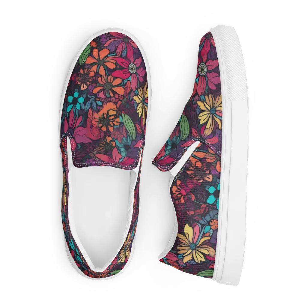 Neon Herbarium on Men's Slip-On Canvas Shoes — Front