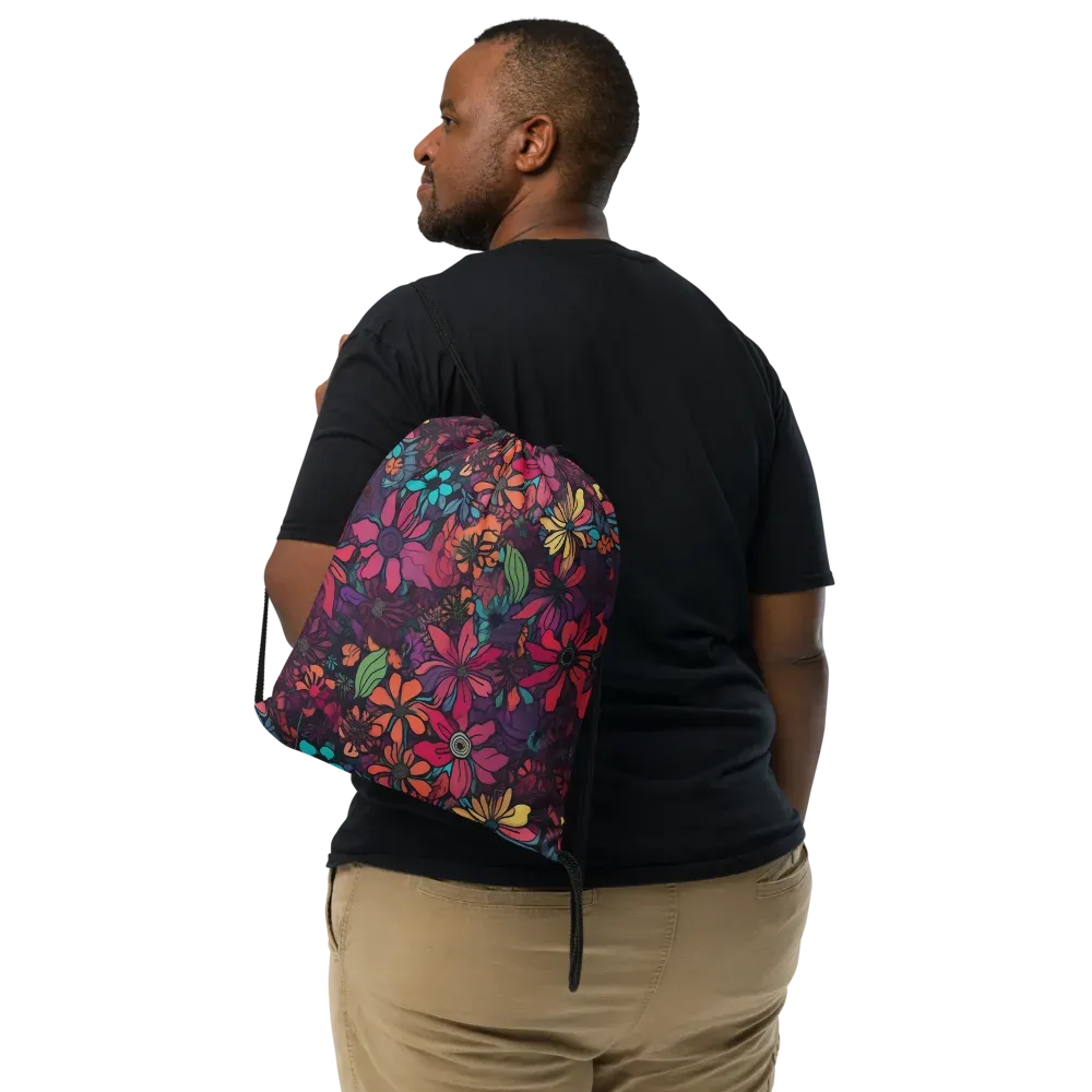 Neon Herbarium on Drawstring Bag — Front