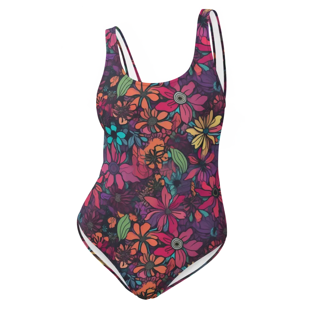 Neon Herbarium on One-Piece Swimsuit — Front
