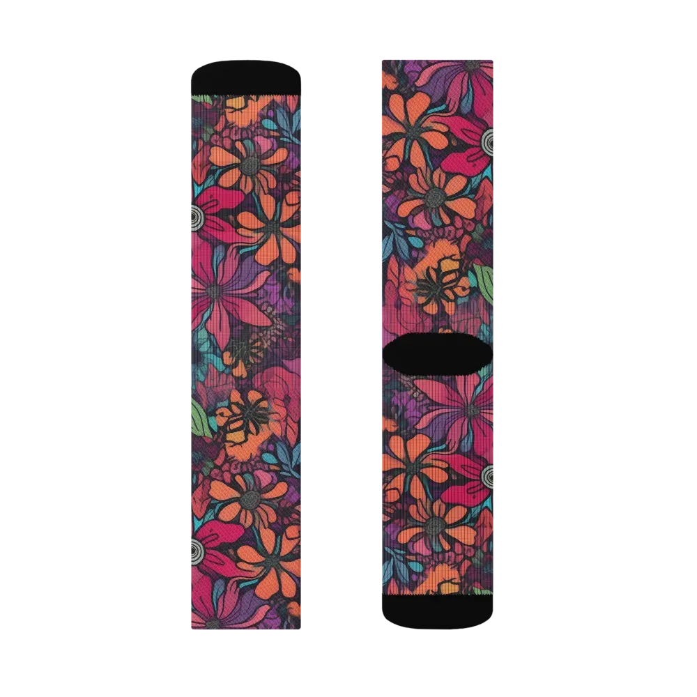 Neon Herbarium on Socks — Right Sock