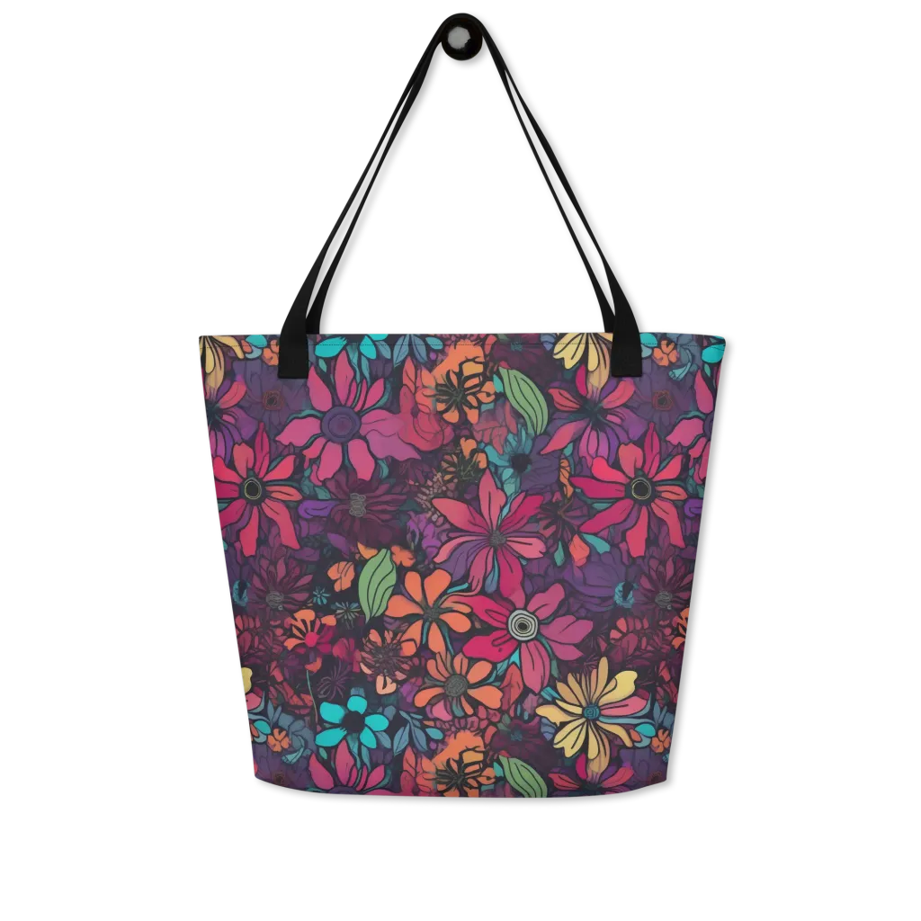 Neon Herbarium on Large Tote Bag W/ Pocket — Front