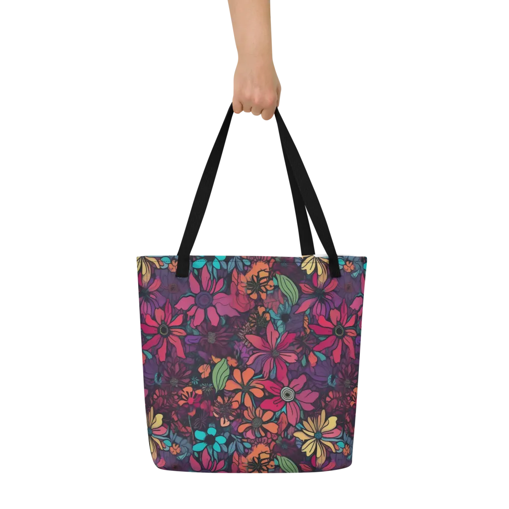 Neon Herbarium on Large Tote Bag W/ Pocket — Front