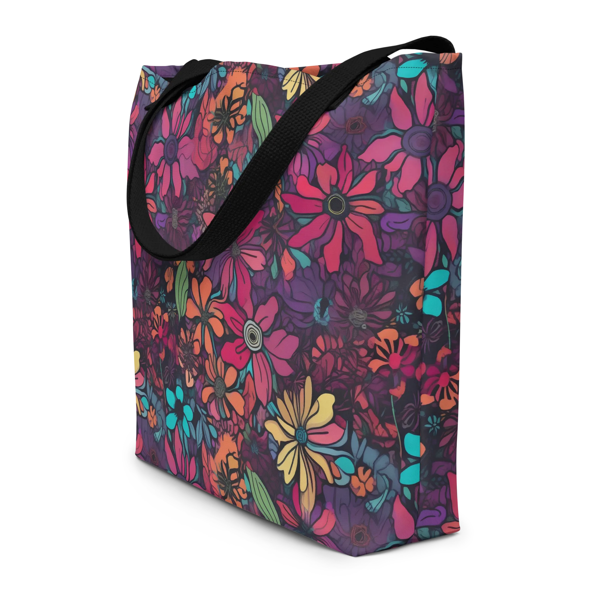 Neon Herbarium on Large Tote Bag W/ Pocket — Front