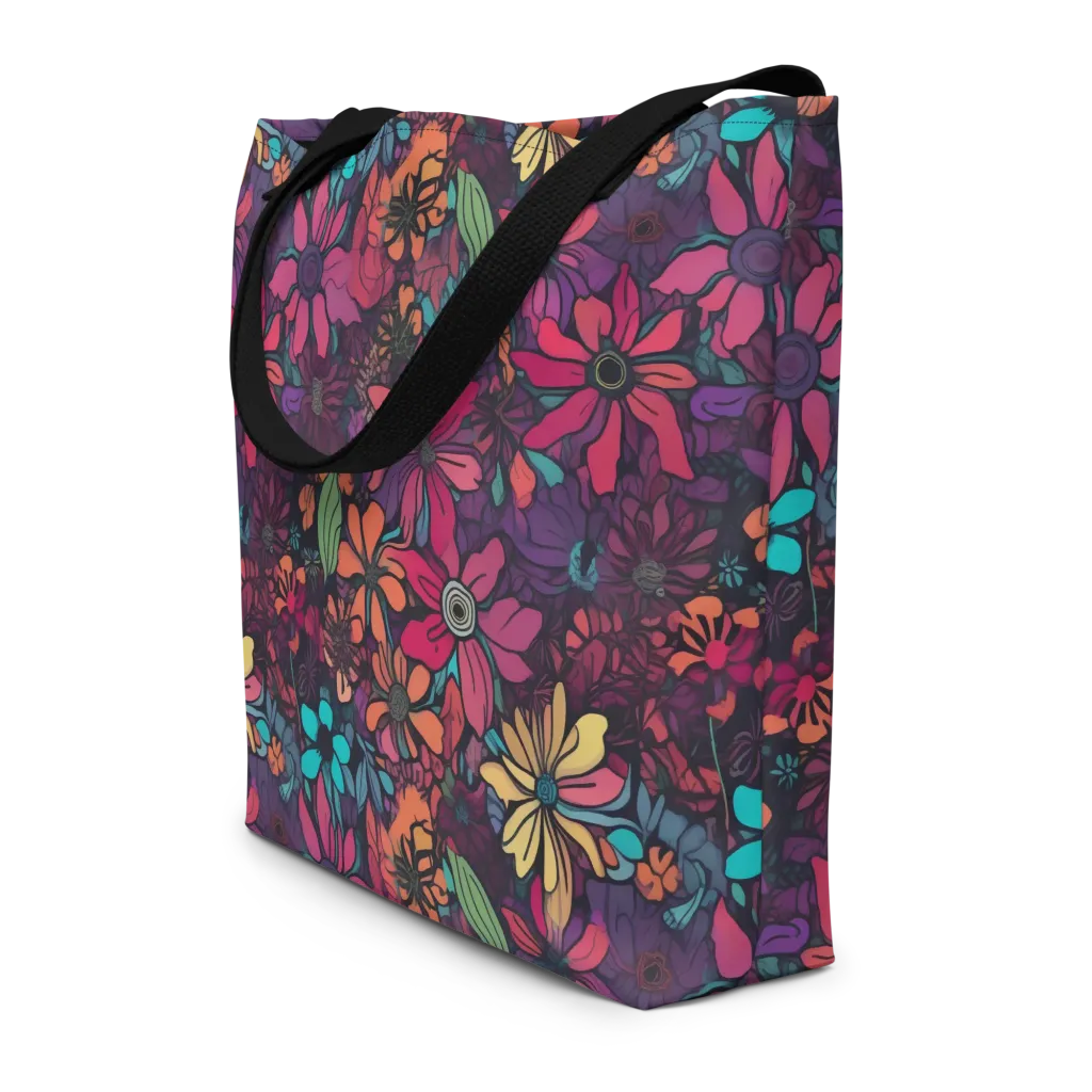 Neon Herbarium on Large Tote Bag W/ Pocket — Front