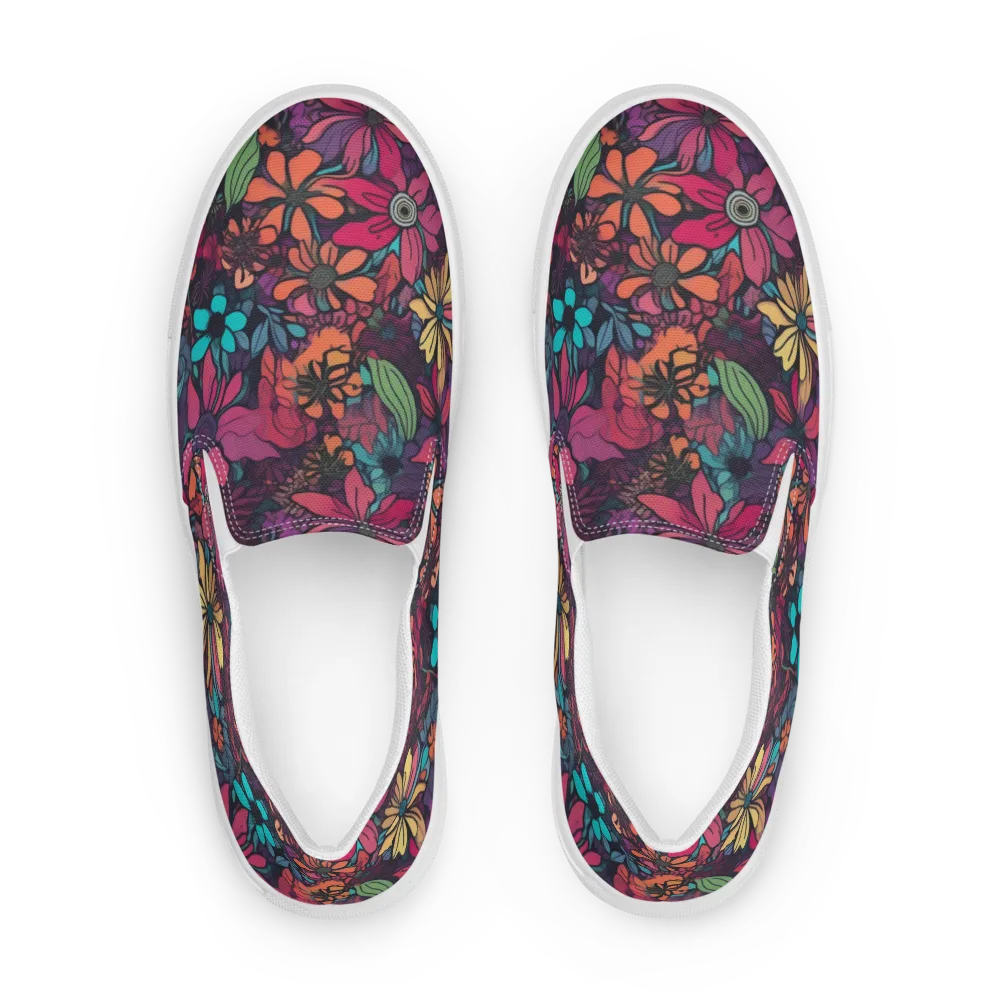 Neon Herbarium on Women's Slip-On Canvas Shoes — Front