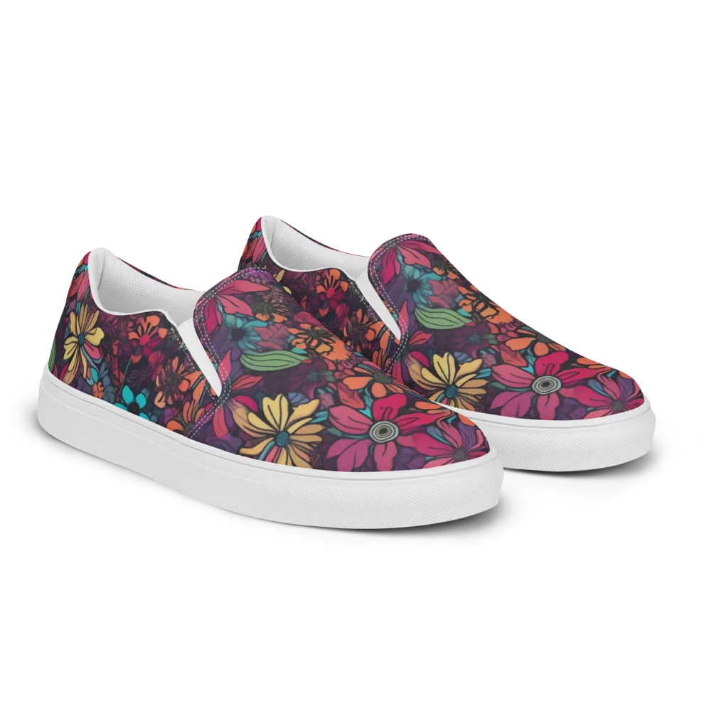 Neon Herbarium on Women's Slip-On Canvas Shoes — Right Front