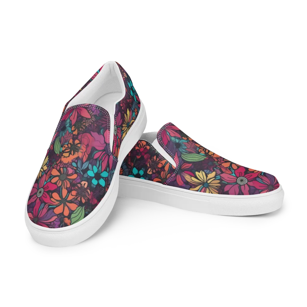 Neon Herbarium on Women's Slip-On Canvas Shoes — Left Front