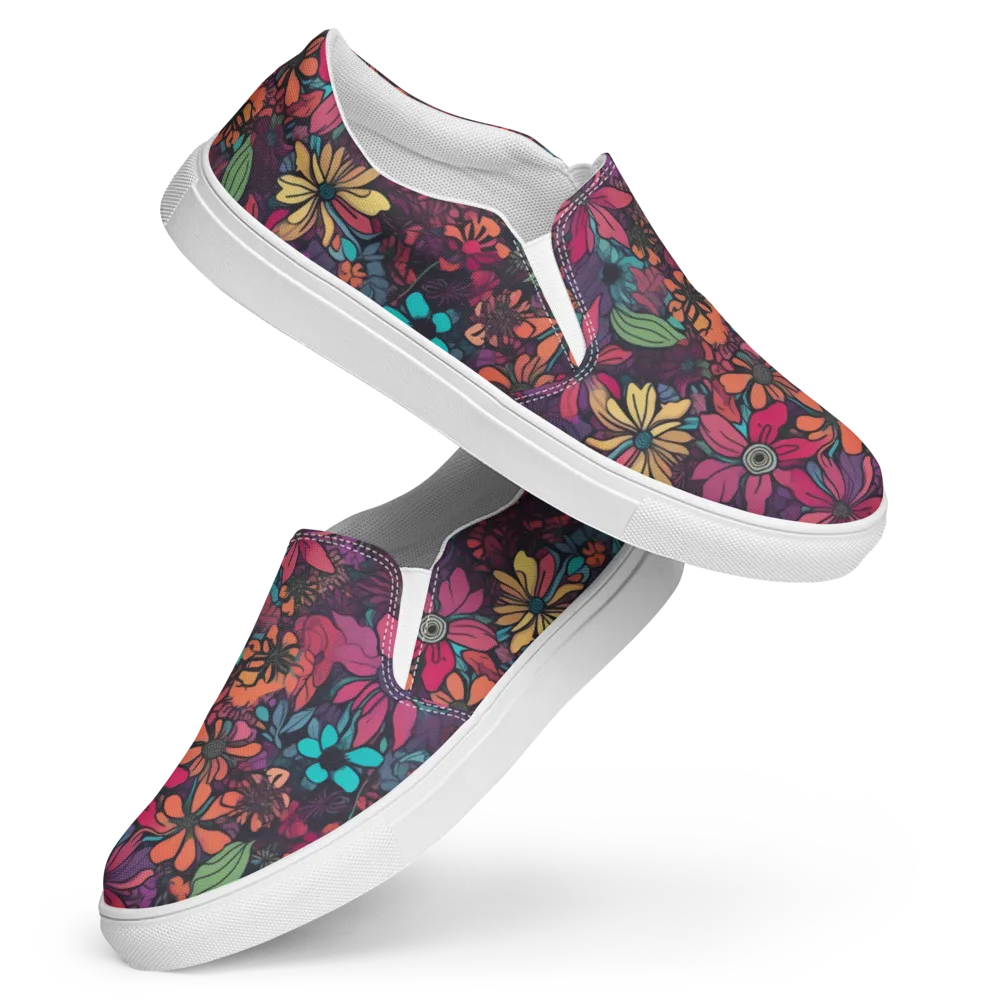 Neon Herbarium on Women's Slip-On Canvas Shoes — Front