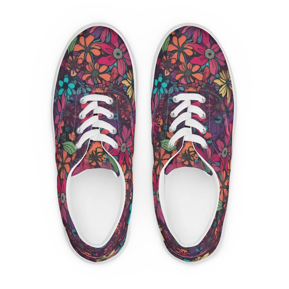Neon Herbarium on Men's Lace-Up Canvas Shoes — Front
