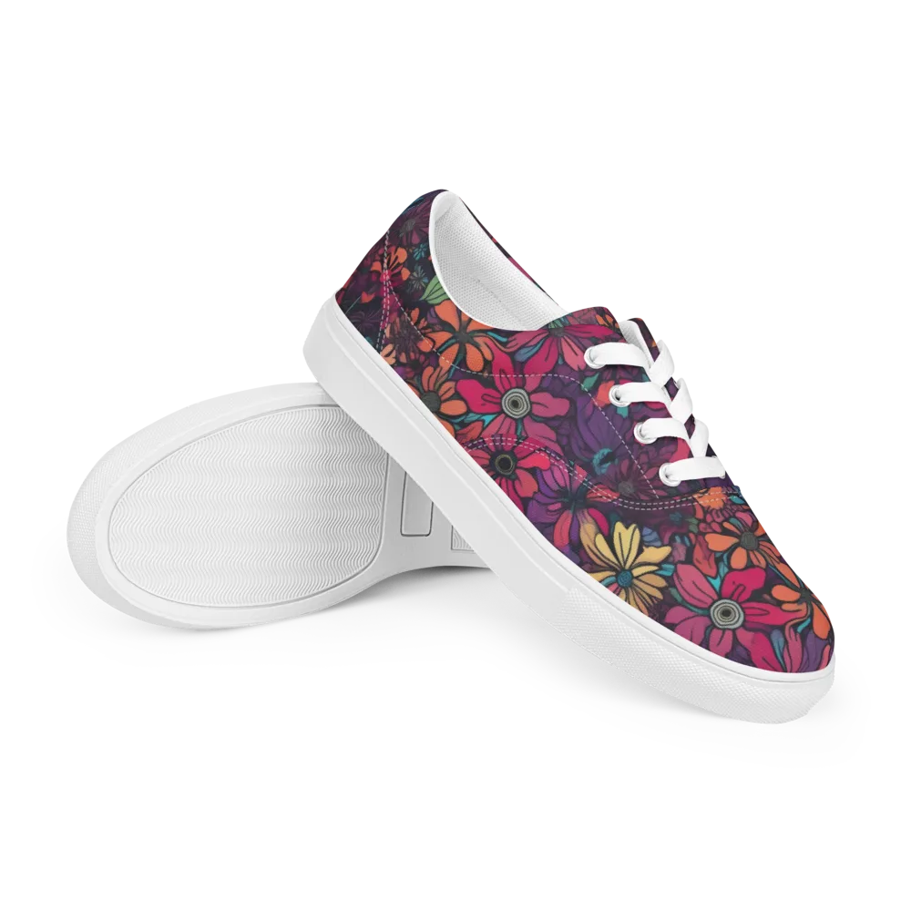 Neon Herbarium on Men's Lace-Up Canvas Shoes — Right Front