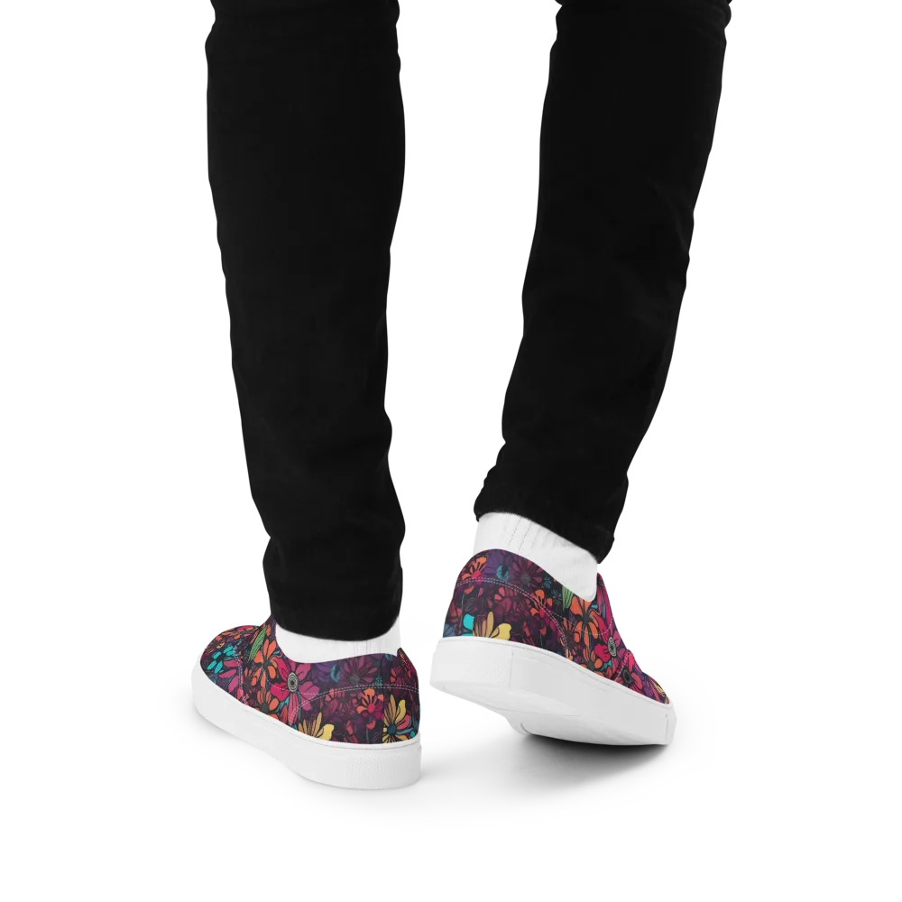 Neon Herbarium on Men's Lace-Up Canvas Shoes — Back