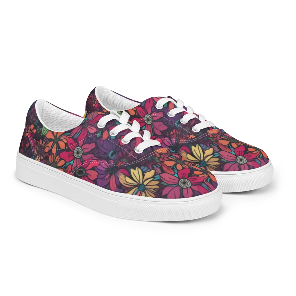 Neon Herbarium on Men's Lace-Up Canvas Shoes — Right Front