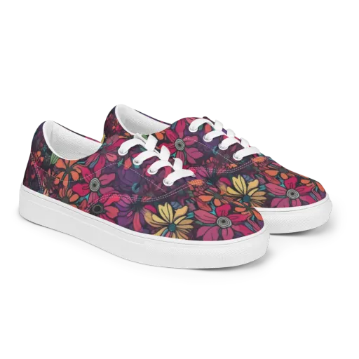 Neon Herbarium on a Men's Lace-Up Canvas Shoes
