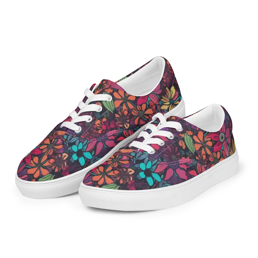 Neon Herbarium on Men's Lace-Up Canvas Shoes — Left Front
