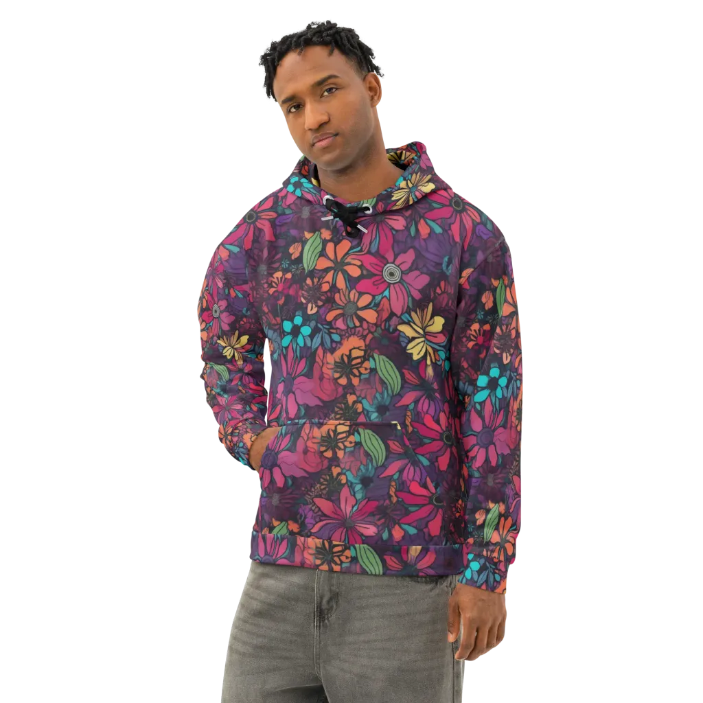 Neon Herbarium on Cotton Hoodie — Left Front