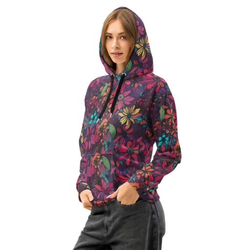 Neon Herbarium on a Cotton Hoodie