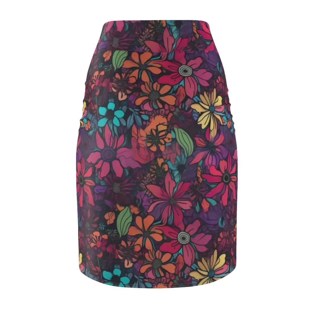 Neon Herbarium on Pencil Skirt — Back
