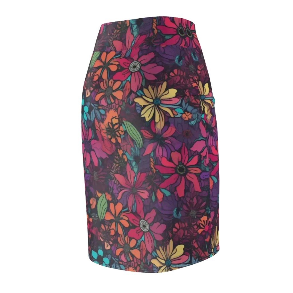 Neon Herbarium on Pencil Skirt — Back Side