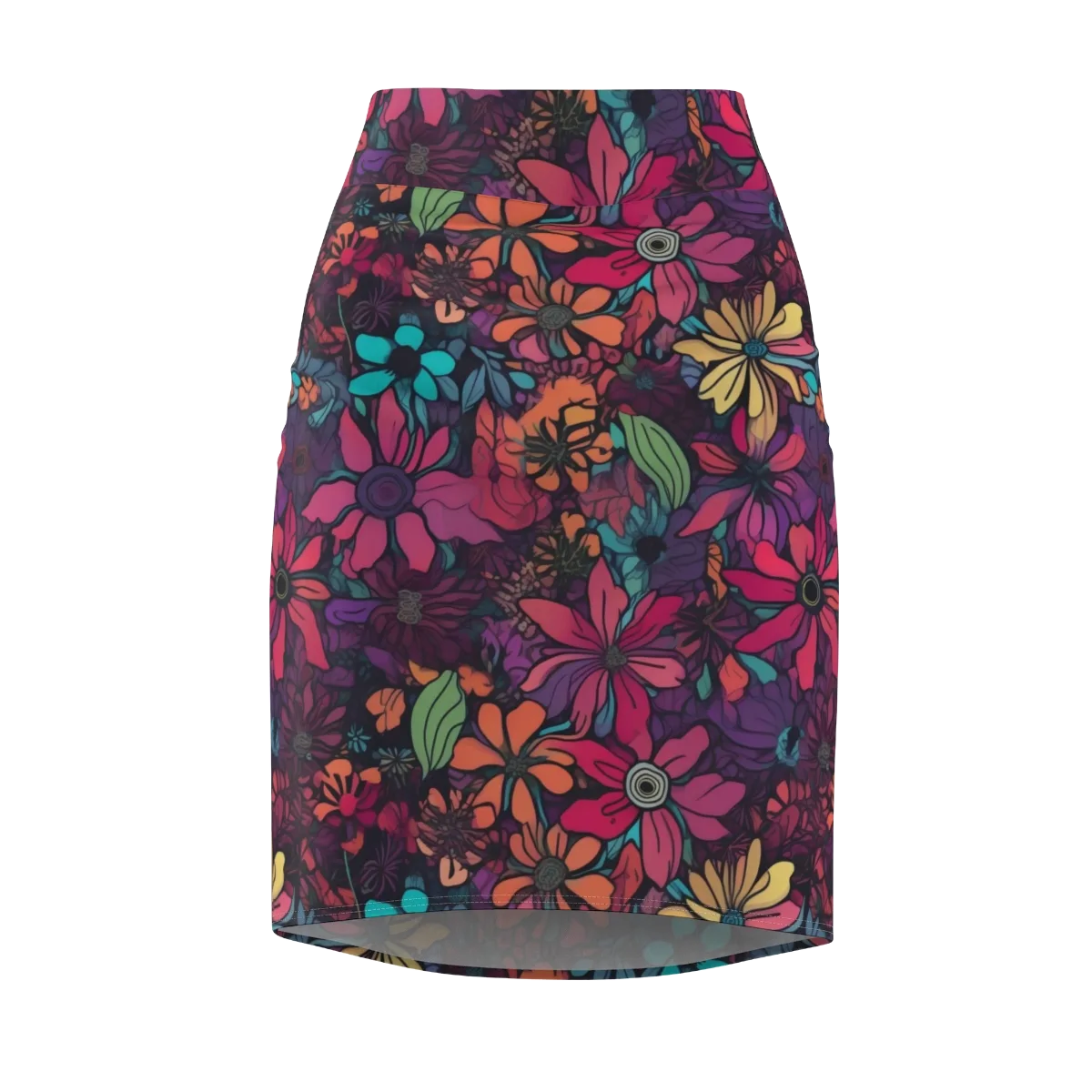Neon Herbarium on Pencil Skirt — Front