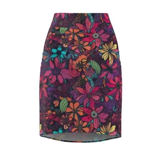 Neon Herbarium on a Pencil Skirt
