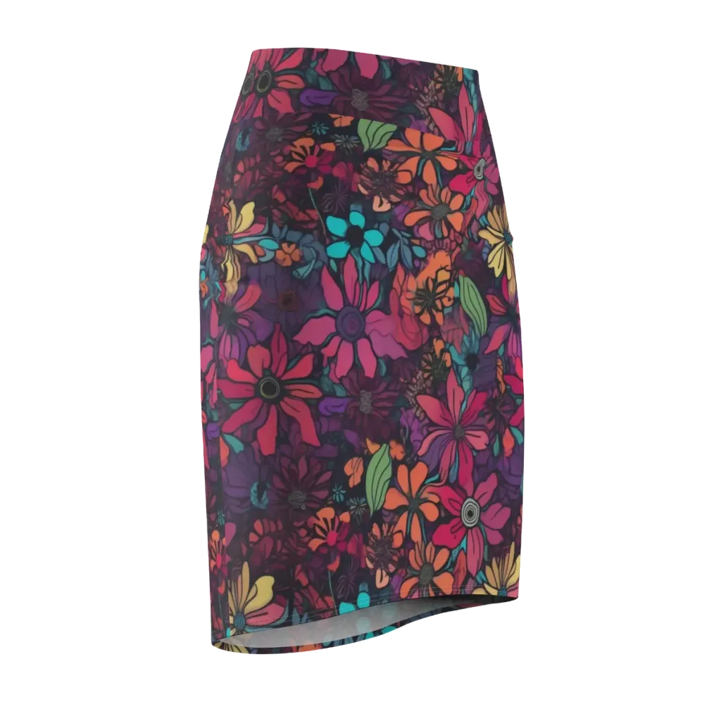 Neon Herbarium on Pencil Skirt — Front Side