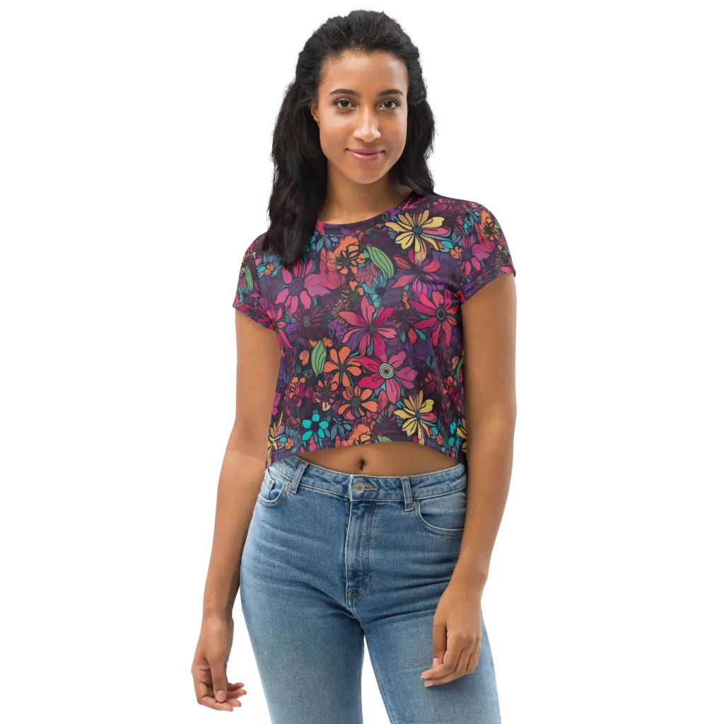 Neon Herbarium on Crop Tee — Front