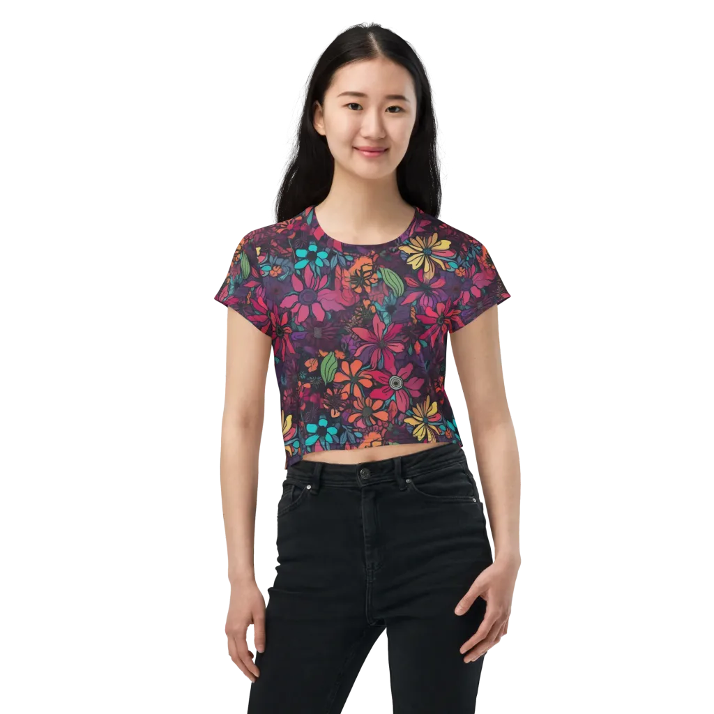 Neon Herbarium on Crop Tee — Front