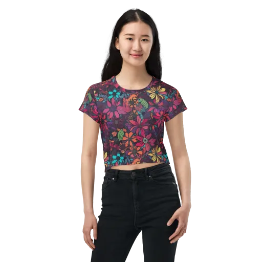 Neon Herbarium on a Crop Tee