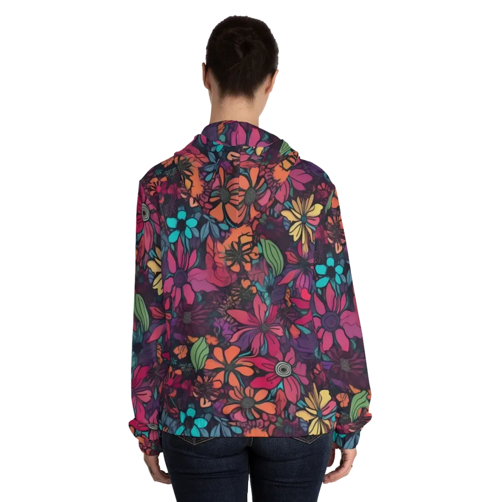 Neon Herbarium on Women's Full-Zip Hoodie — Back On Person