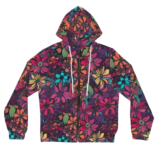 Neon Herbarium on a Women's Full-Zip Hoodie