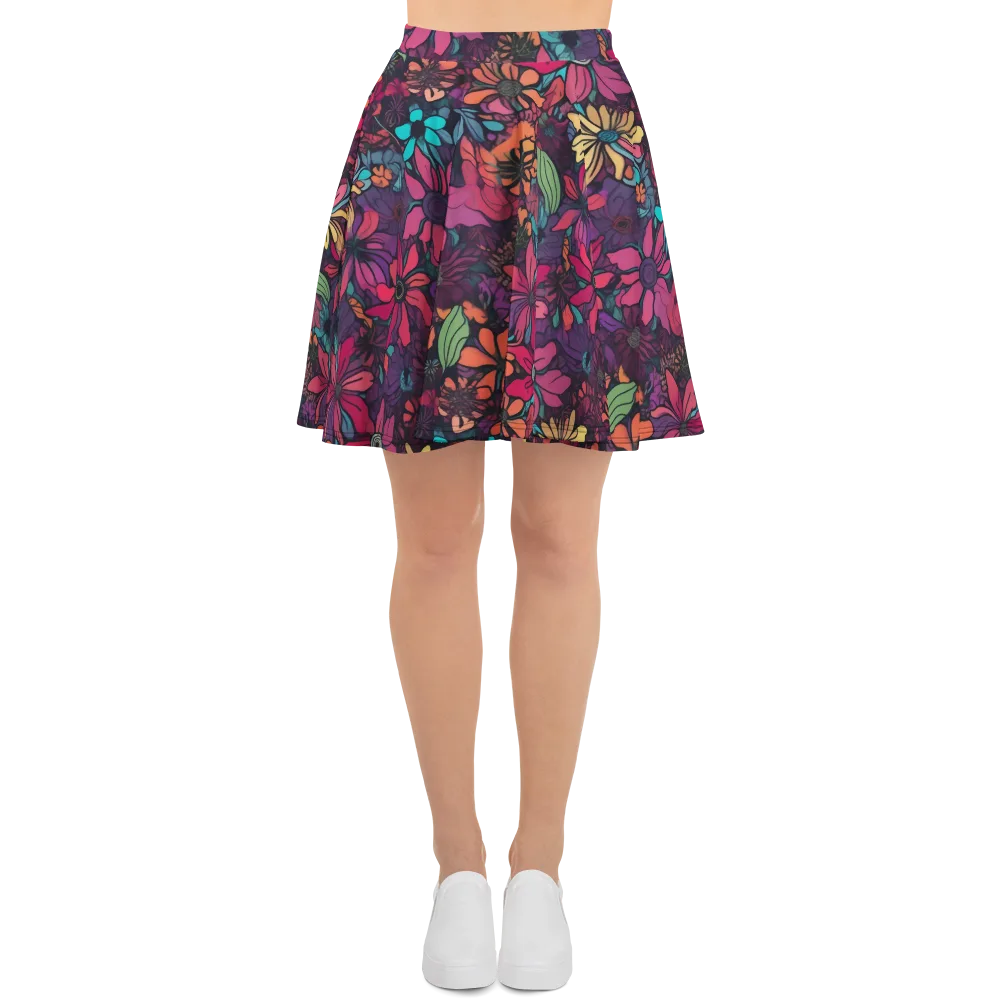 Neon Herbarium on Skater Skirt — Front