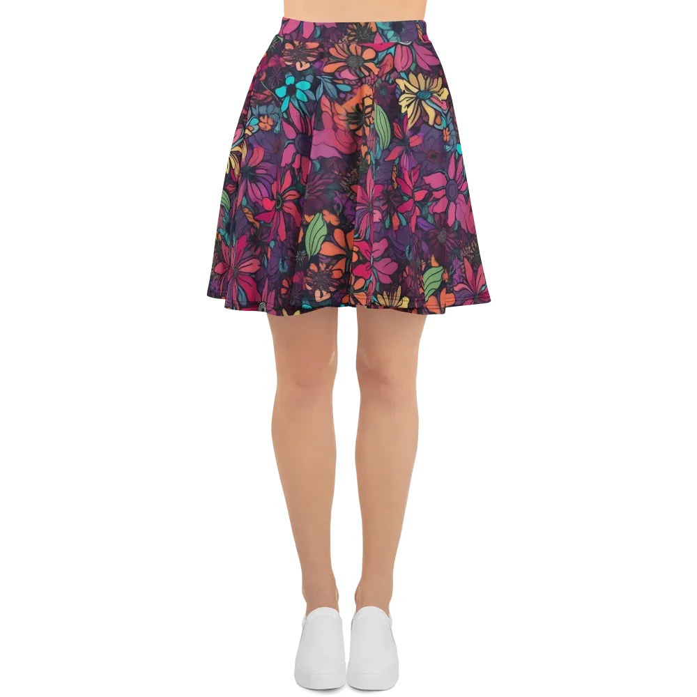 Neon Herbarium on Skater Skirt — Front