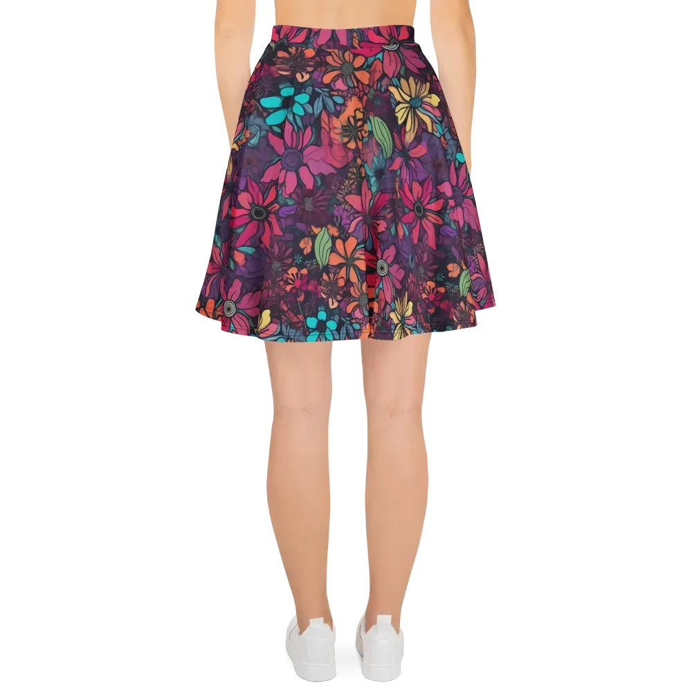 Neon Herbarium on Skater Skirt — Back