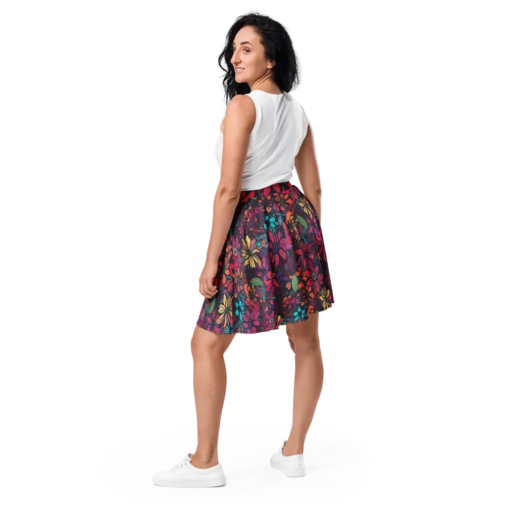 Neon Herbarium on Skater Skirt — Back