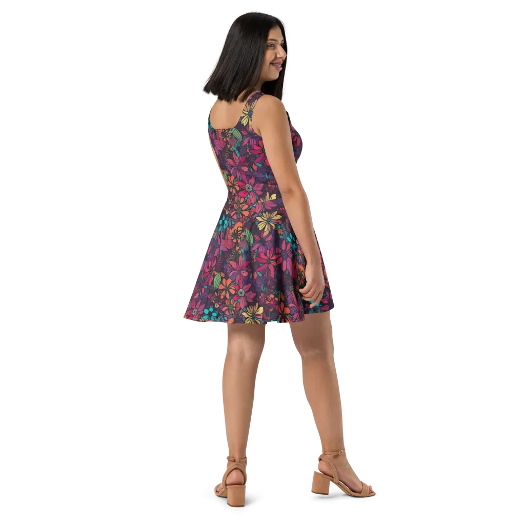 Neon Herbarium on Skater Dress — Right