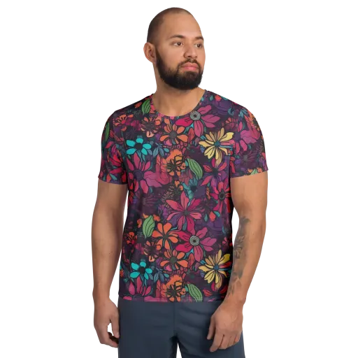 Neon Herbarium on a Men's Athletic T-Shirt
