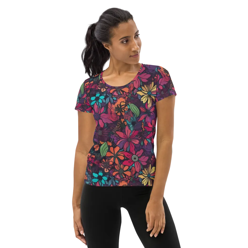 Neon Herbarium on Women's Athletic T-Shirt — Front