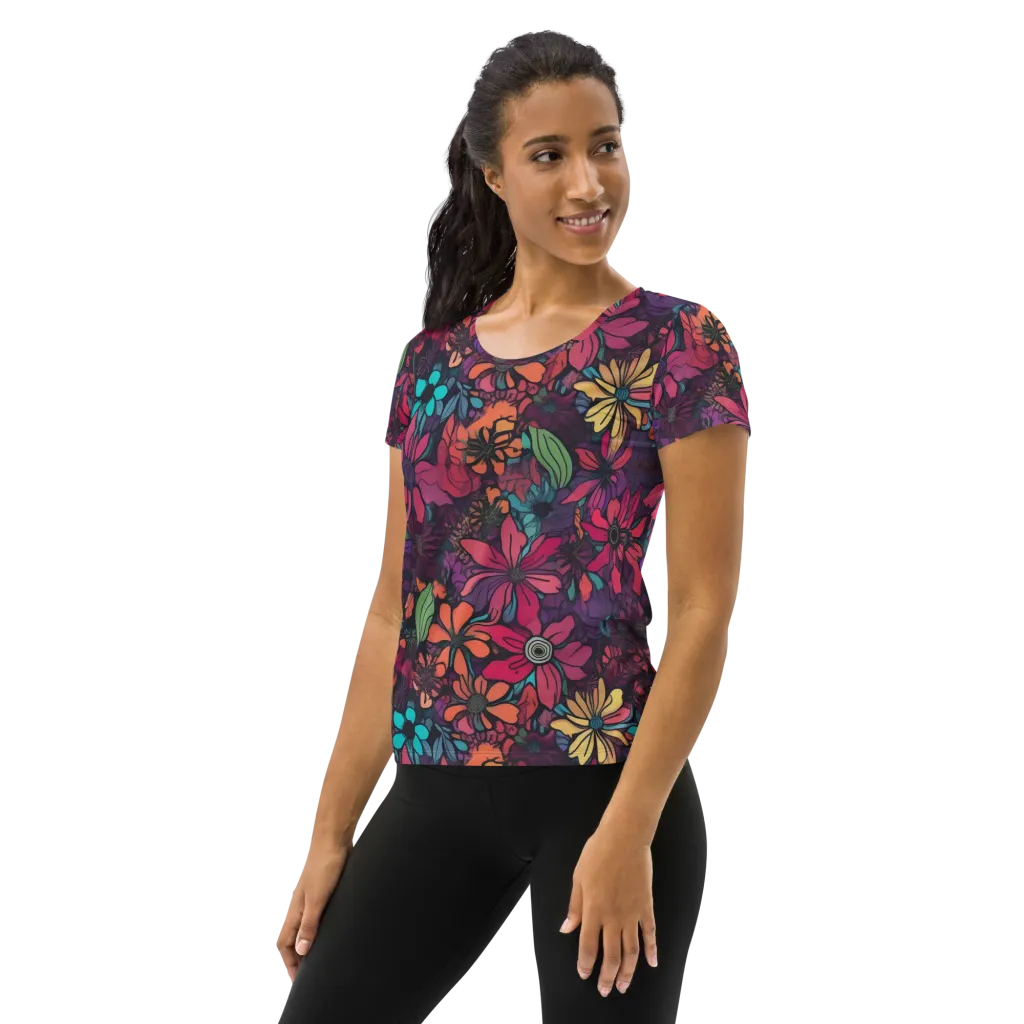 Neon Herbarium on Women's Athletic T-Shirt — Left