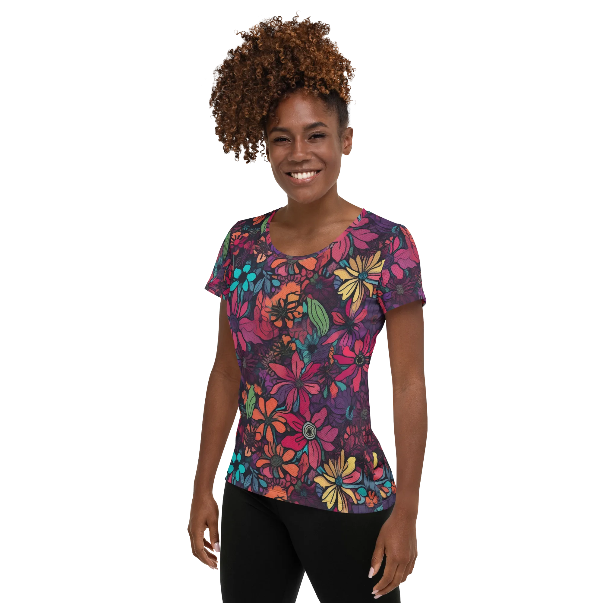 Neon Herbarium on Women's Athletic T-Shirt — Left