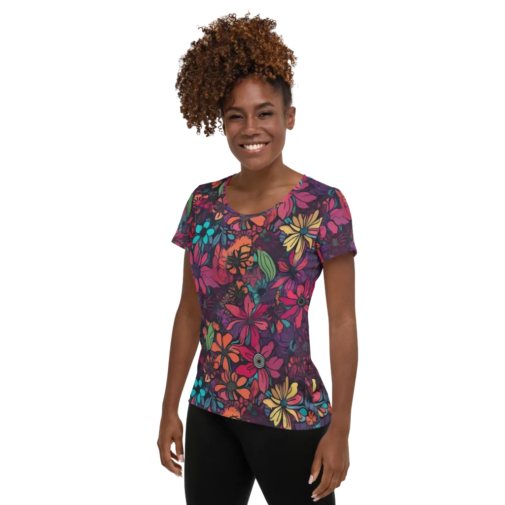 Neon Herbarium on Women's Athletic T-Shirt — Left