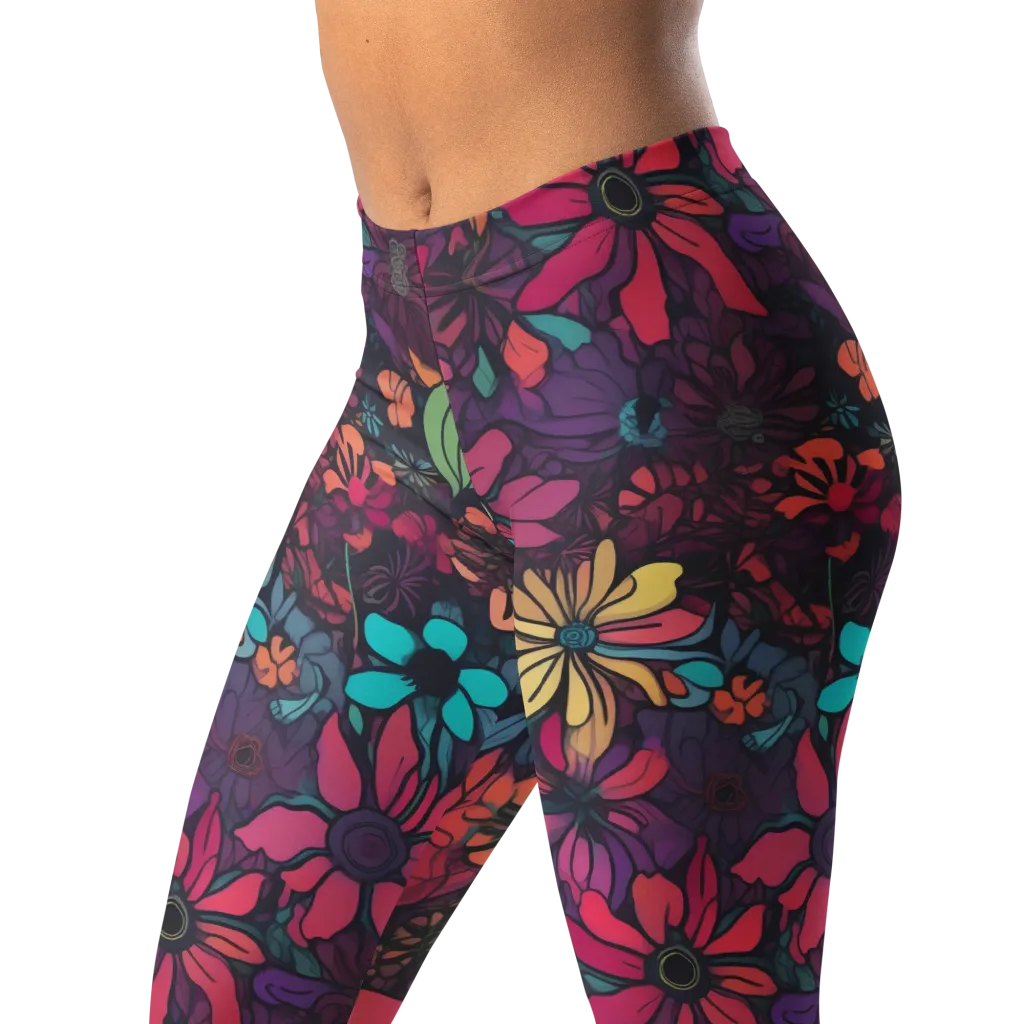 Neon Herbarium on Leggings — Left Front