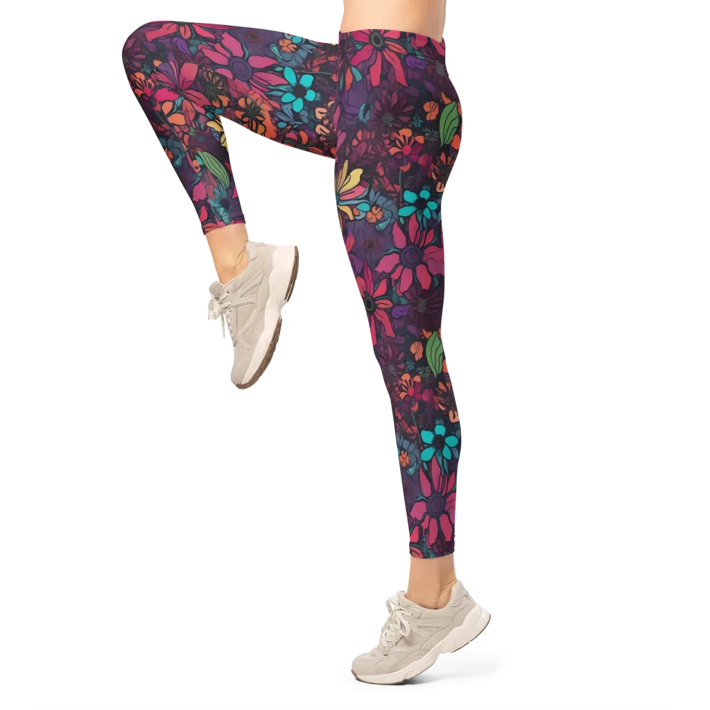 Neon Herbarium on Leggings — Left