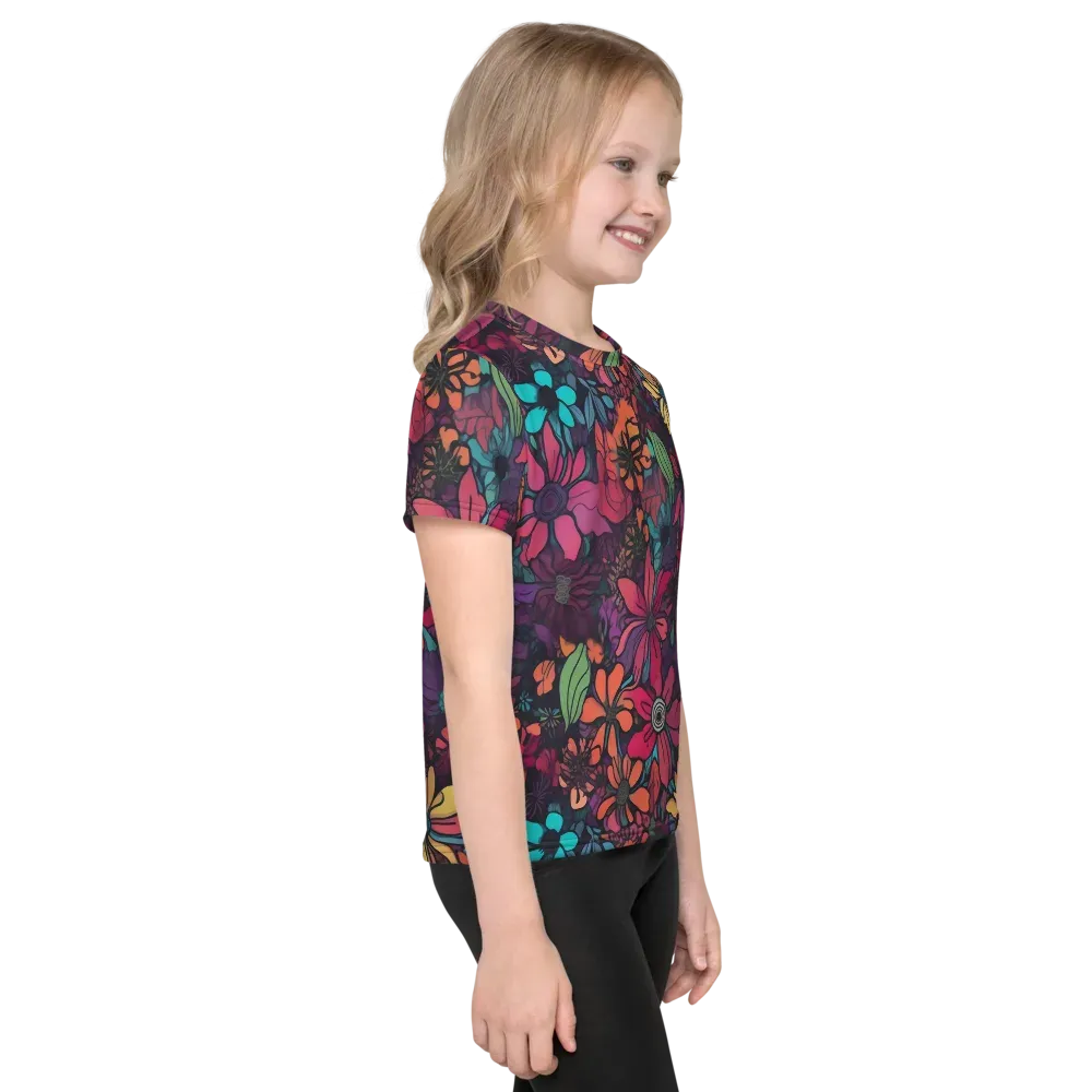 Neon Herbarium on Kids Crew Neck T-Shirt — Right