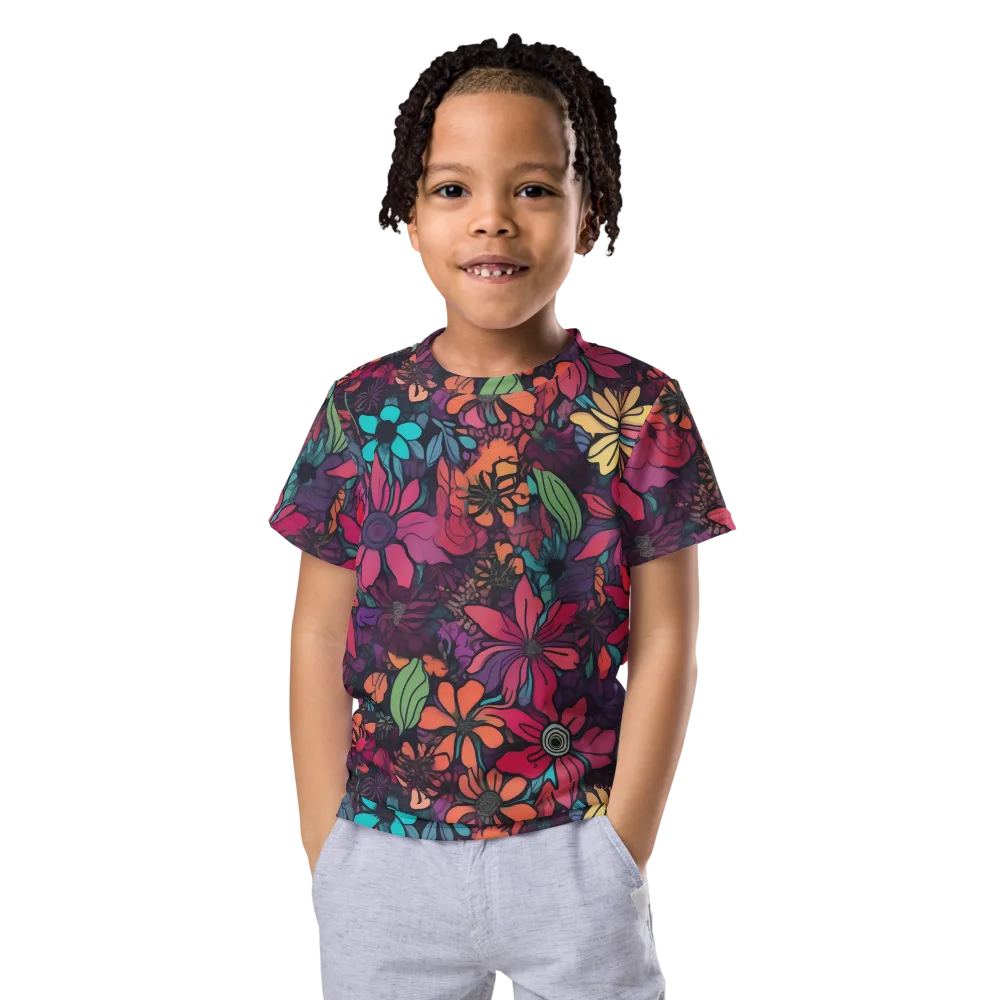 Neon Herbarium on Kids Crew Neck T-Shirt — Front