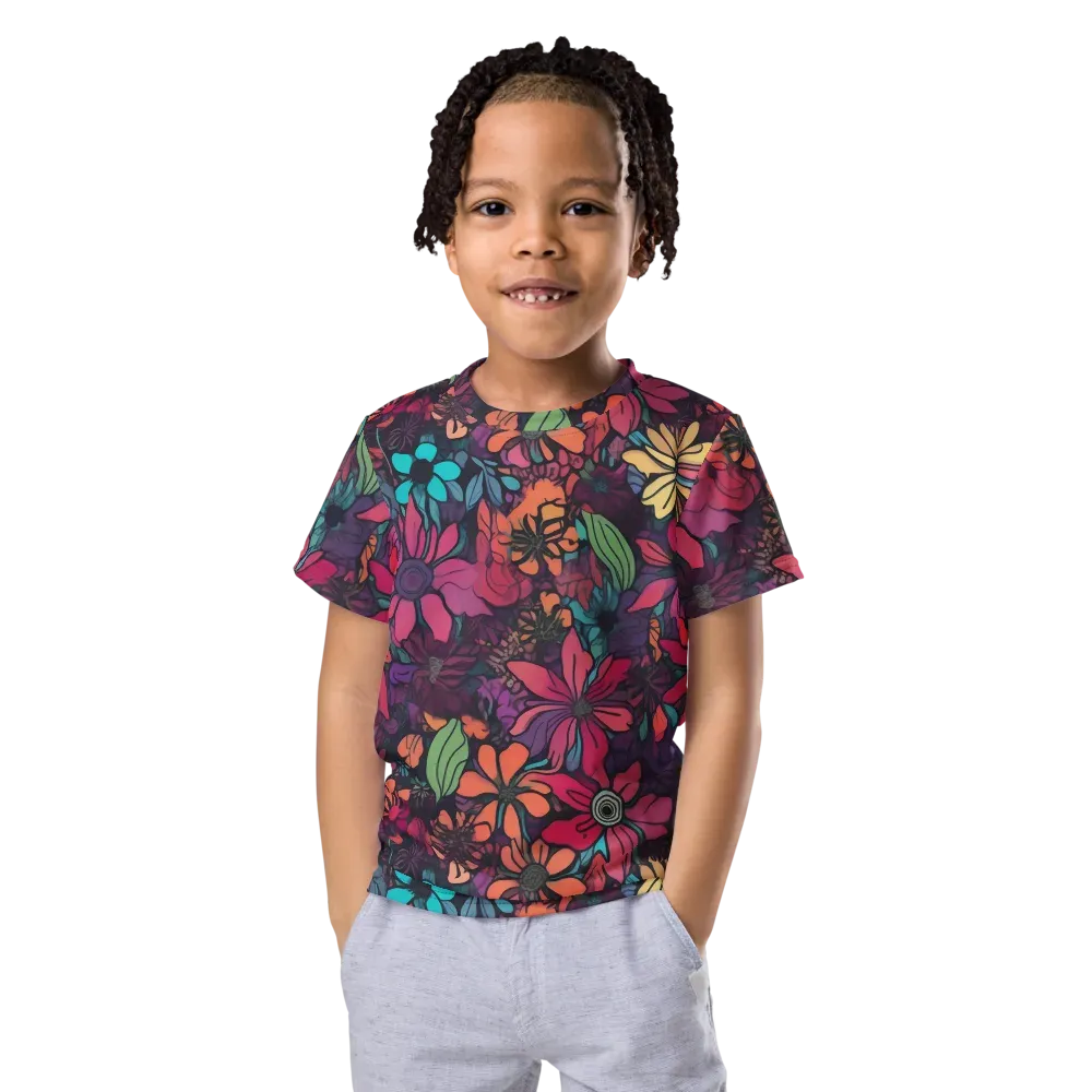 Neon Herbarium on Kids Crew Neck T-Shirt — Front