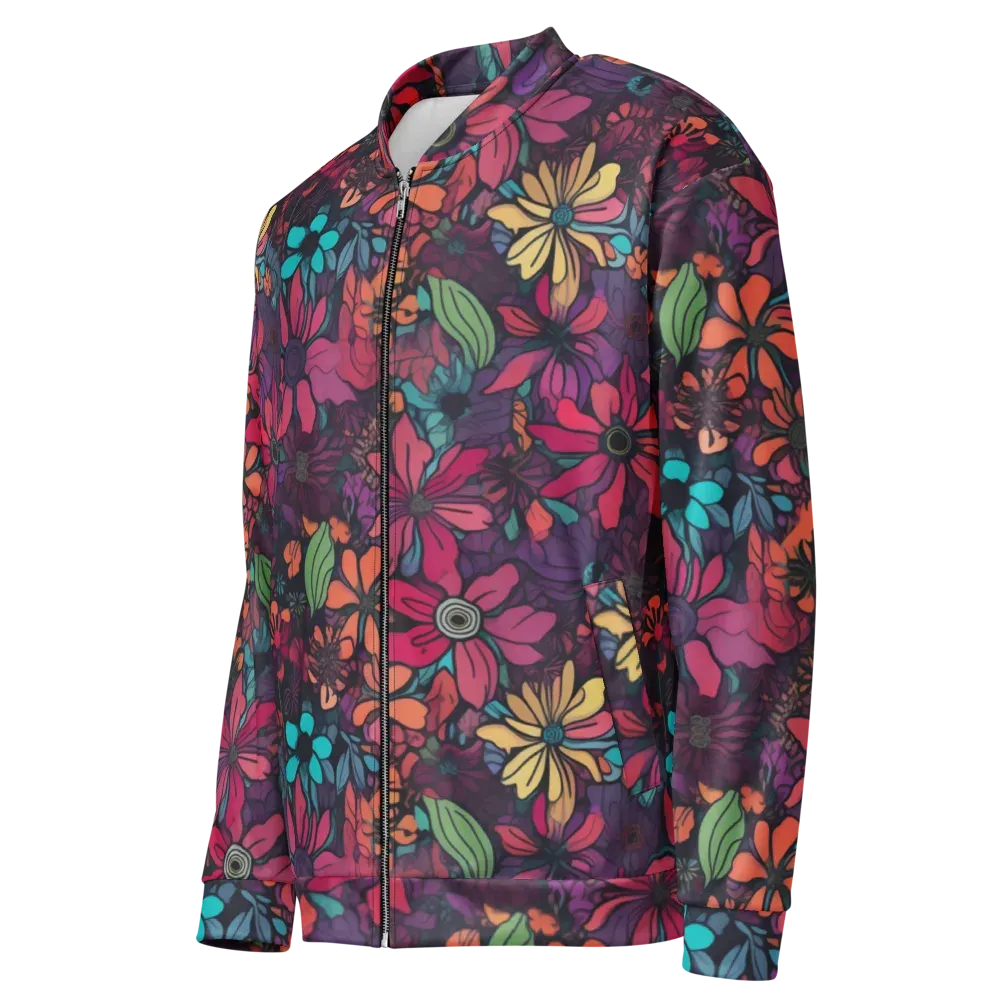 Neon Herbarium on Bomber Jacket — Left Front